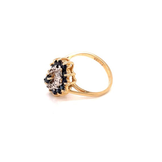 14K Yellow Gold Sapphire and Diamond Ring - image 3