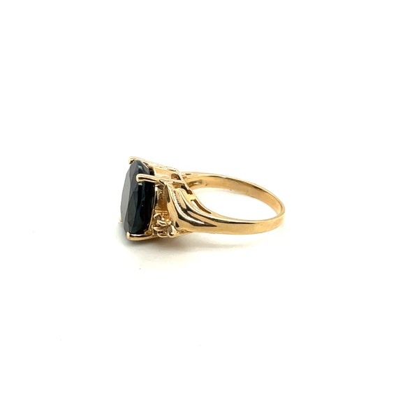 14K Yellow Gold Oval Black Diamond Ring - image 4