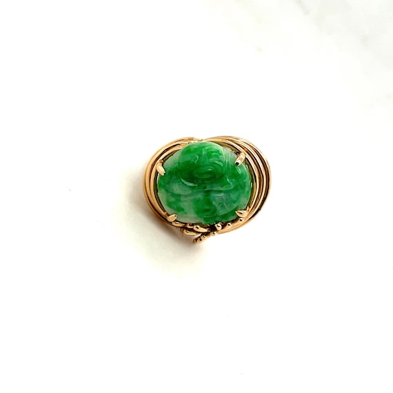 14K Yellow Gold Jade Buddha Statement Ring Etsy Australia