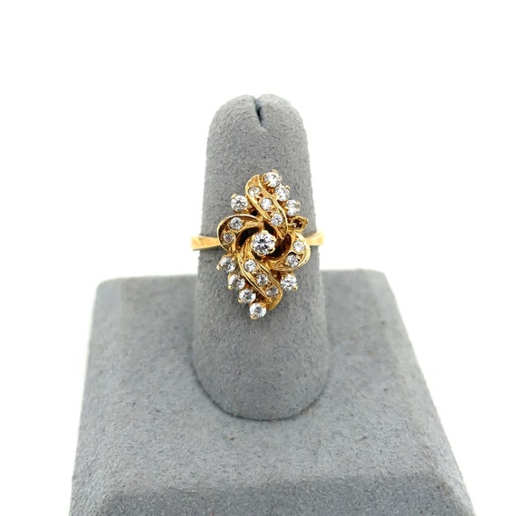 14K Yellow Gold .79CT Diamond Wave Swirl Ring - image 1