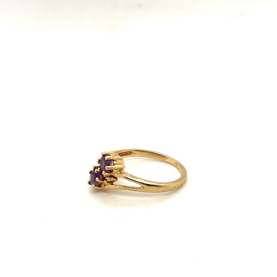 10K Yellow Gold Double Round Amethyst Ring - image 3