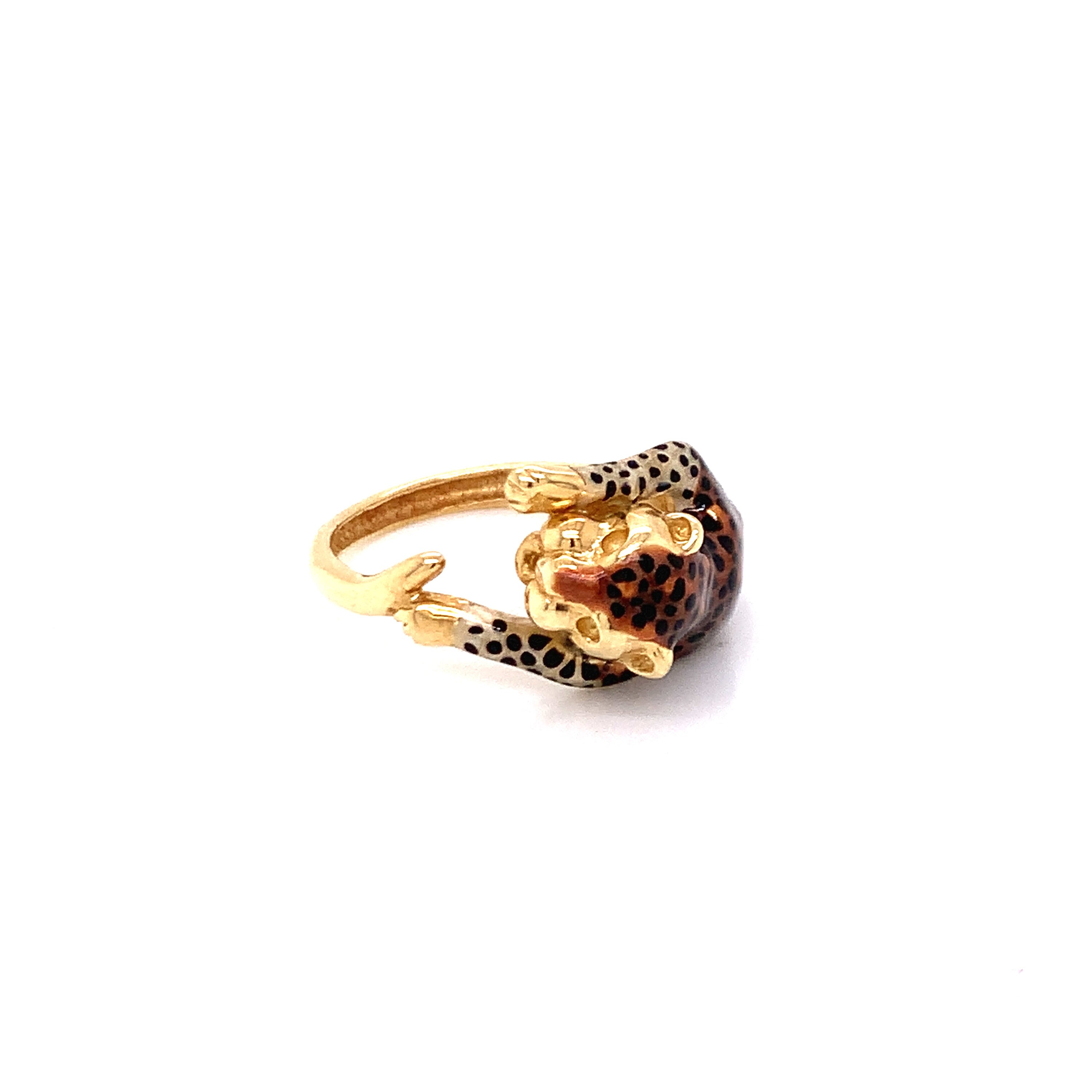14K Yellow Gold Leopard Ring Etsy