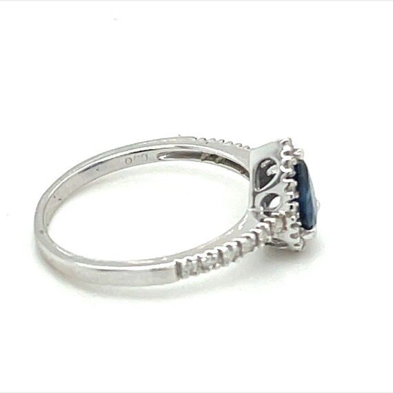 14K White Gold Pear Cut Sapphire Diamond Ring - image 3
