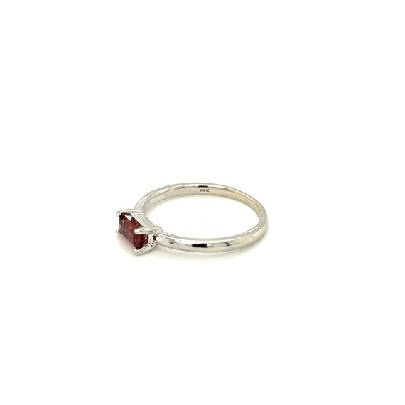 14K White Gold Emerald cut Garnet Solitaire Ring - image 3