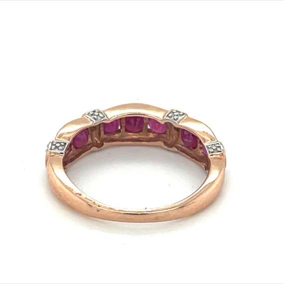14K Rose Gold Ruby Round Cut Channel- Set Ring - image 3