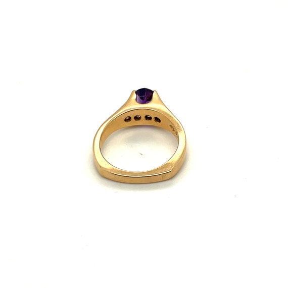 14K Yellow Gold Diamond & Oval Cut Amethyst Ring … - image 3