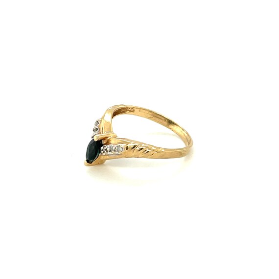 10K Yellow Gold Marquise cut Sapphire Ring - image 3