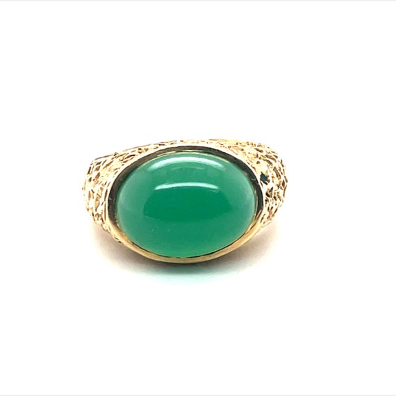 14K Yellow Gold Oval Emerald Ring - image 1