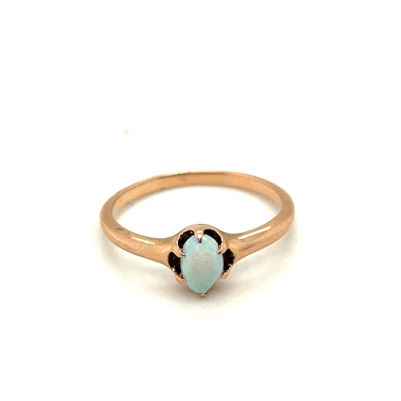 10K Rose Gold Opal Solitaire Ring - image 1