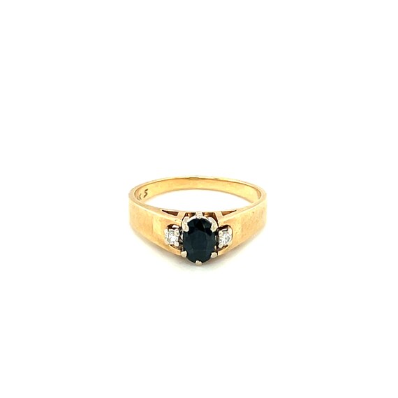 14K Yellow Gold Oval cut Sapphire and Diamond Ring - image 1