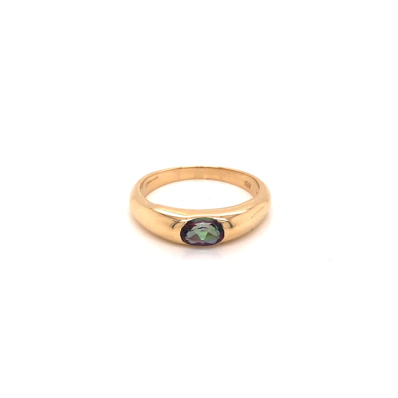 Stunning Handmade Mystic Topaz Oval Gypsy Ring In 14 Karat Yellow Gold Gift for her Statement Ring Dainty Ring Midi Ring Boho Ring