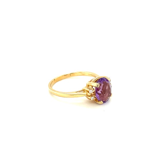 14K Yellow Gold Oval cut Amethyst and Diamond Ring - image 6