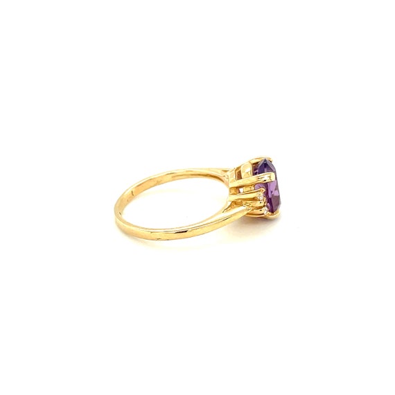 14K Yellow Gold Oval cut Amethyst and Diamond Ring - image 5