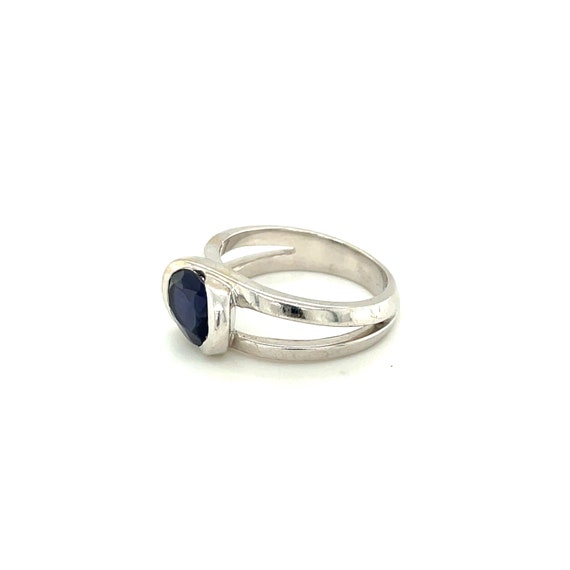 14K White Gold Oval cut Sapphire Solitaire Ring - image 3