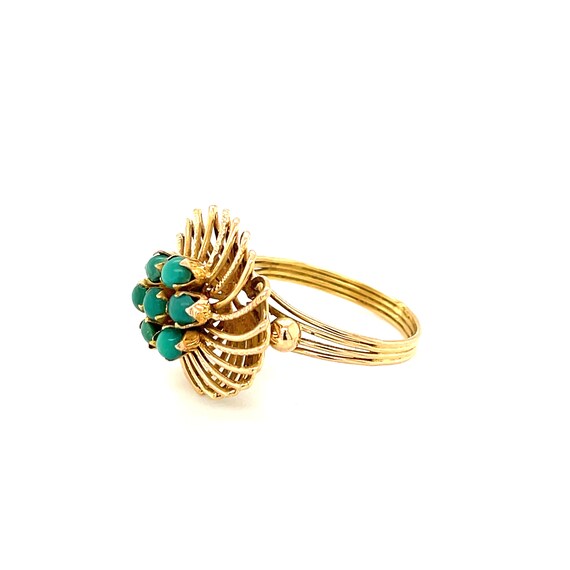 10K Yellow Gold Turquoise Floral Ring | Turquoise… - image 3