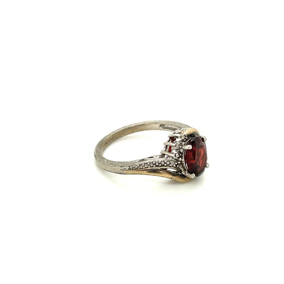 10K White and Yellow Gold Oval cut Garnet Ring - image 6
