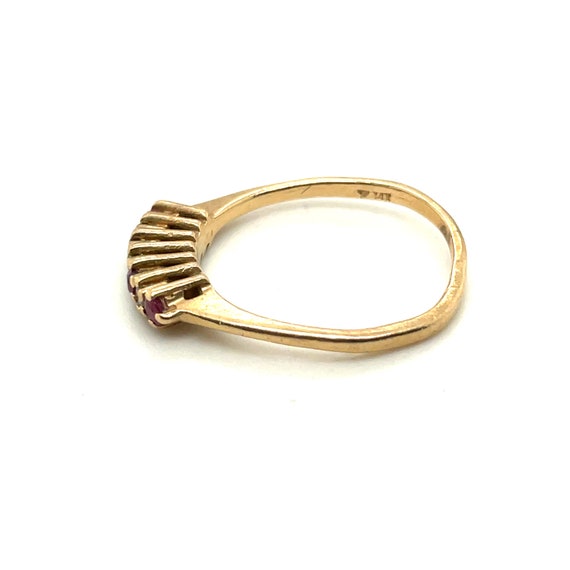 10K Yellow Gold Diamond and Ruby  Stackable Ring - image 4