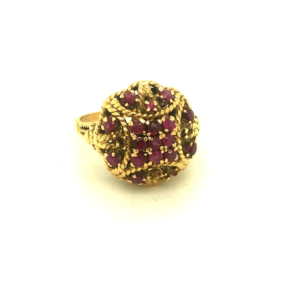 18K Yellow Gold Ruby Bombe Ring - image 4