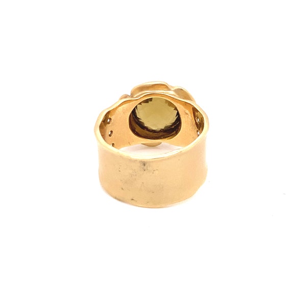 14K Yellow Gold Round-Cut Smokey Topaz Flower Ring - image 5