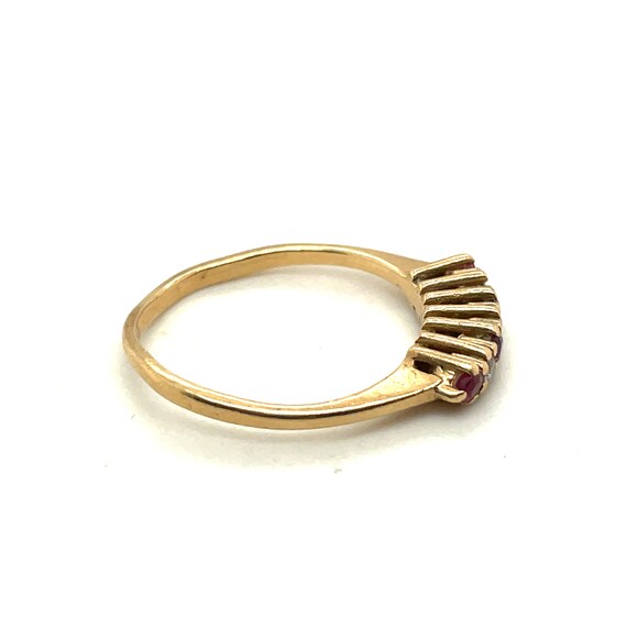 10K Yellow Gold Diamond and Ruby  Stackable Ring - image 2