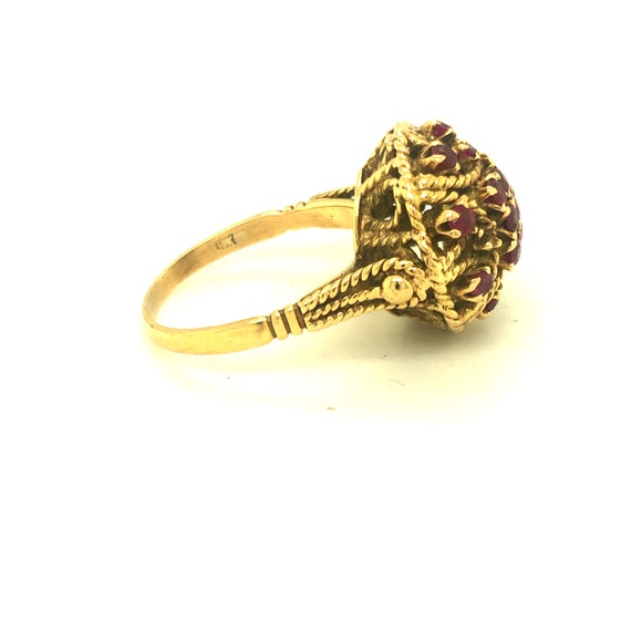 18K Yellow Gold Ruby Bombe Ring - image 2
