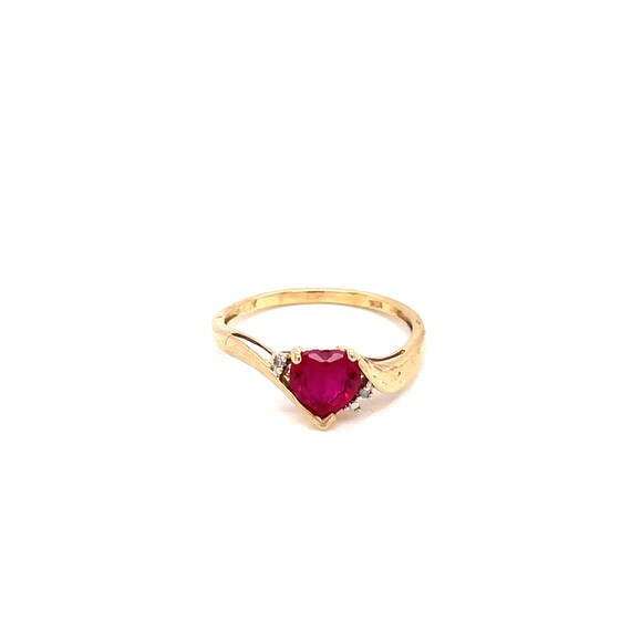 10K Yellow Gold Heart-cut Ruby Ring - image 1
