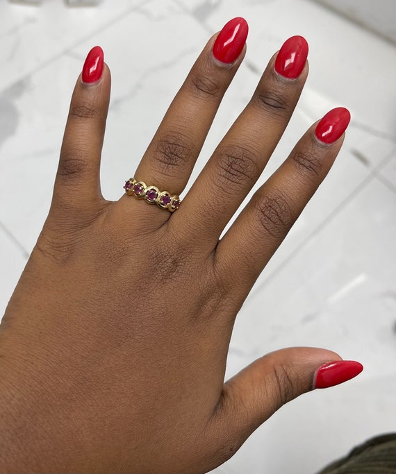 14K Yellow Gold Round Cut Ruby Ring - image 4