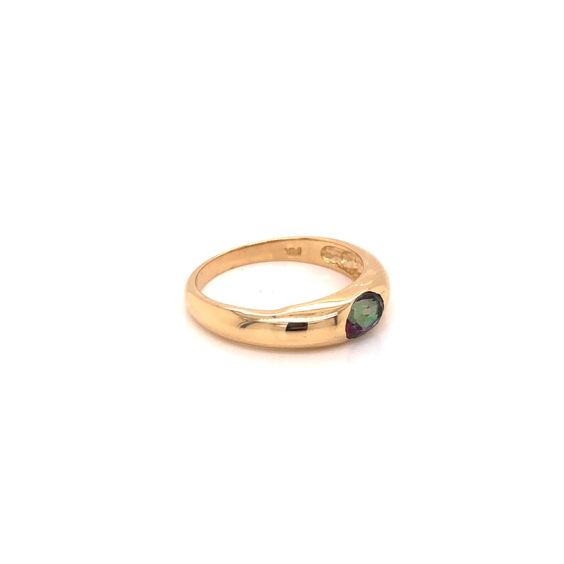 Stunning Handmade Mystic Topaz Oval Gypsy Ring In 14 Karat Yellow Gold Gift for her Statement Ring Dainty Ring Midi Ring Boho Ring