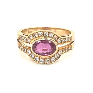 14K Yellow Gold Oval Cut Ruby Diamond