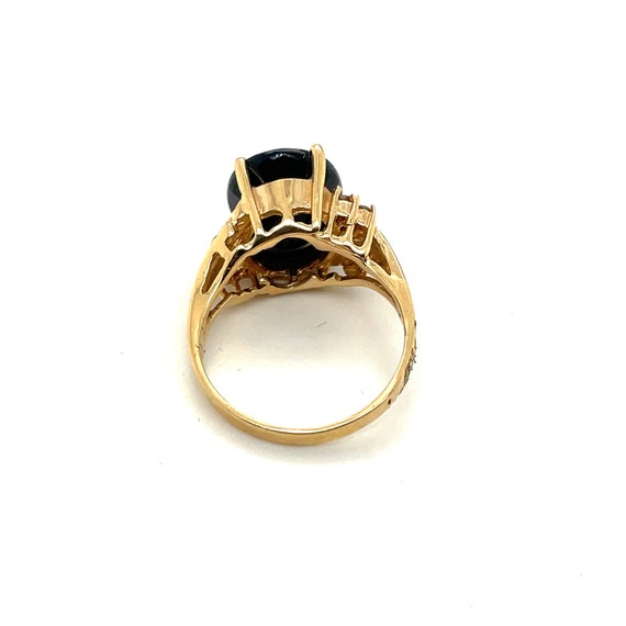 14K Yellow Gold Oval Black Diamond Ring - image 3