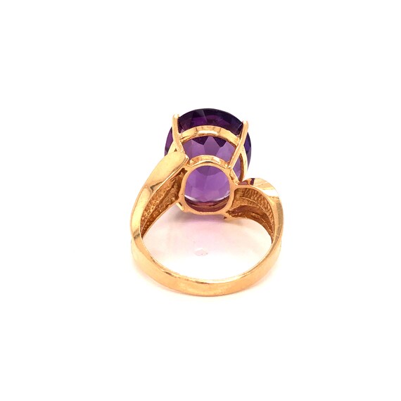 14K Yellow Gold Oval Amethyst Ring - image 3