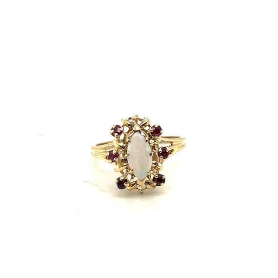 14K Yellow Gold Ruby & Opal Ring - image 1