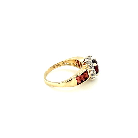 10K Yellow Gold Oval cut Garnet and Diamond Ring - image 5