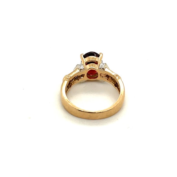 10K Yellow Gold Diamond & Oval Garnet Ring - image 3