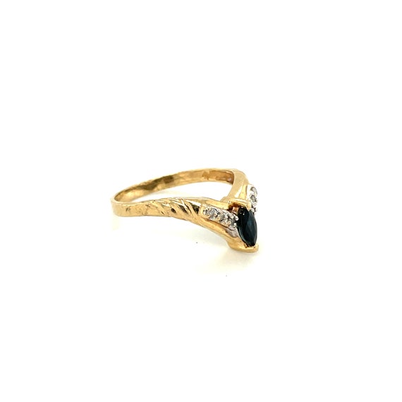 10K Yellow Gold Marquise cut Sapphire Ring - image 6