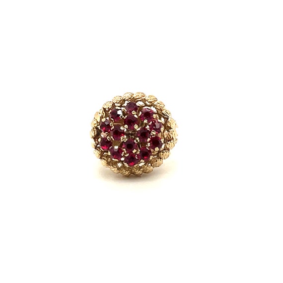 14K Yellow Gold Ruby Flower Statement Ring - image 1