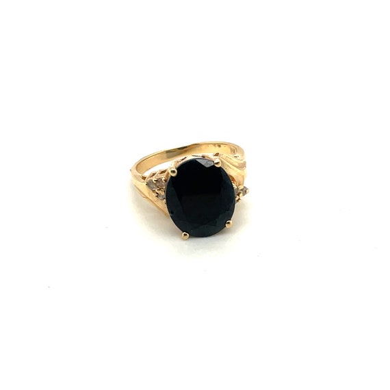 14K Yellow Gold Oval Black Diamond Ring - image 1