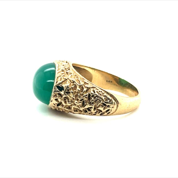 14K Yellow Gold Oval Emerald Ring - image 2
