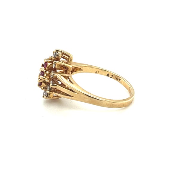 14K Yellow Gold Round Cut Ruby Diamond Ring - image 2