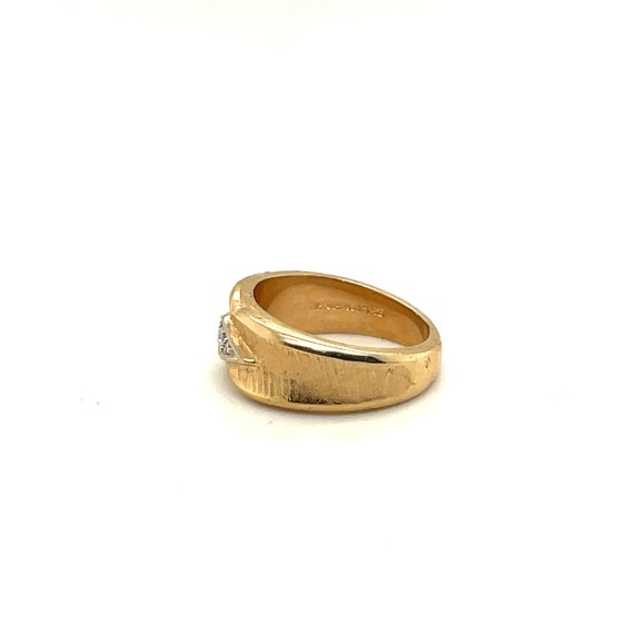 14K Yellow Gold Diamond Matte Ring - image 4