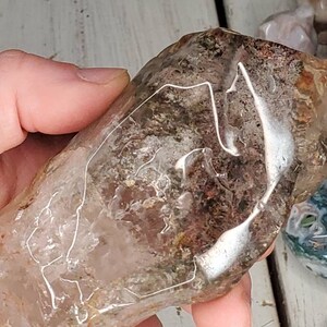 Large garden quartz freeform, lodolite freeform