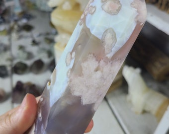 large green flower agate tower, blue flower agate tower, gray flower agate tower, blue agate, green agate,  chalcedony