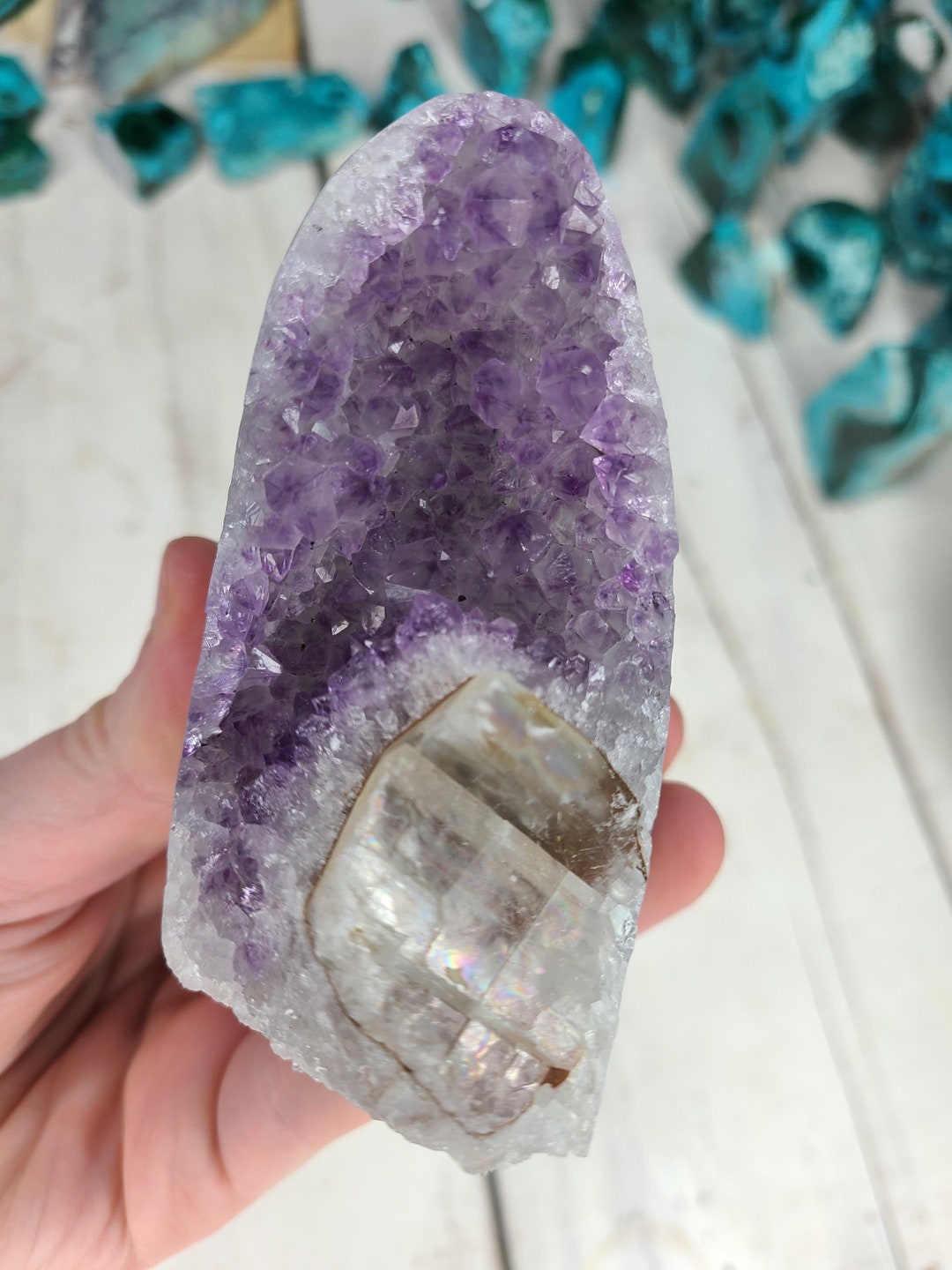 Amethyst Free Form Cut Base With Calcite, Amethyst With Calcite ...
