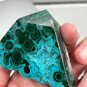 Malacolla Crystal Tower, Chrysocolla and Malachite Botryoidal Crystal, Natural Stone, Crystal Point, Healing Energy, Crystal Collection