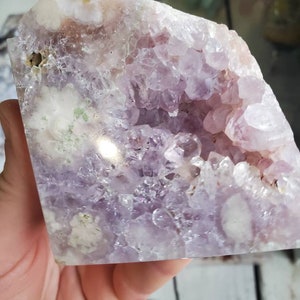 Purple flower agate, druzy in amethyst flower agate free form