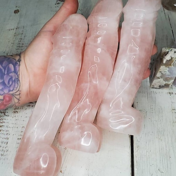 Rose Quartz Penis, ONE XL Rose Quartz Penis carving