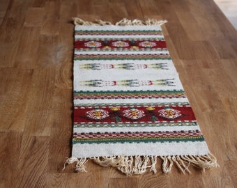 Schwedische Teppich Rag Wolle Gewebt Rot Gelb Grun Retro Etsy
