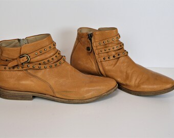 Braune Cowboy Stiefel GEOX RESPIRA Damen Braun Western Stiefel Leder Tooled Hippie Boho Festival Boots EU 40 Us 10 Uk7