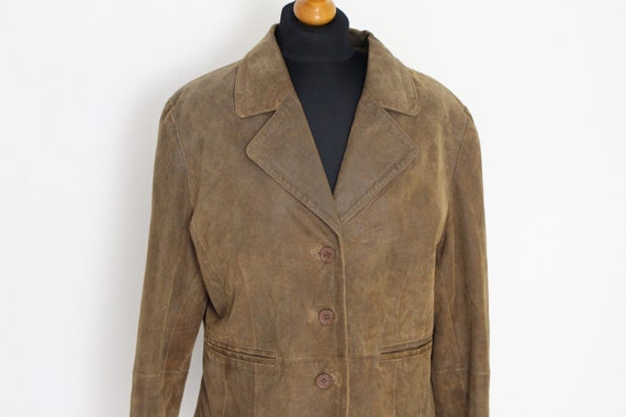 Brown Leather Jacket Light brown suede Coat 70s  … - image 2