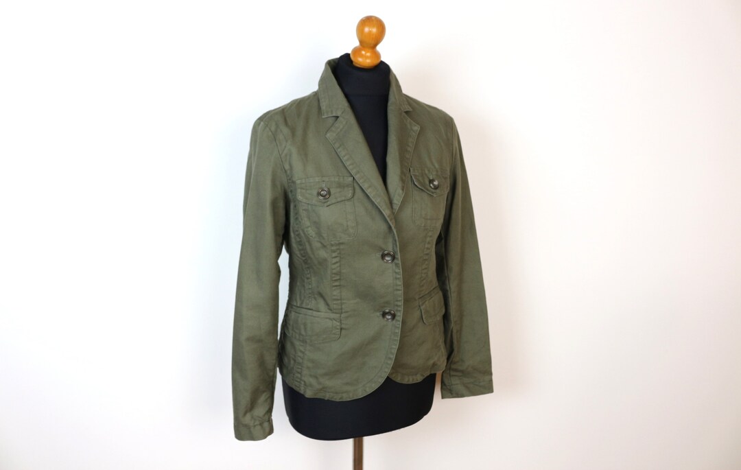 Linen Jacket Khaki Green Gray Linen Blazer Womens Khaki Linen Blazer
